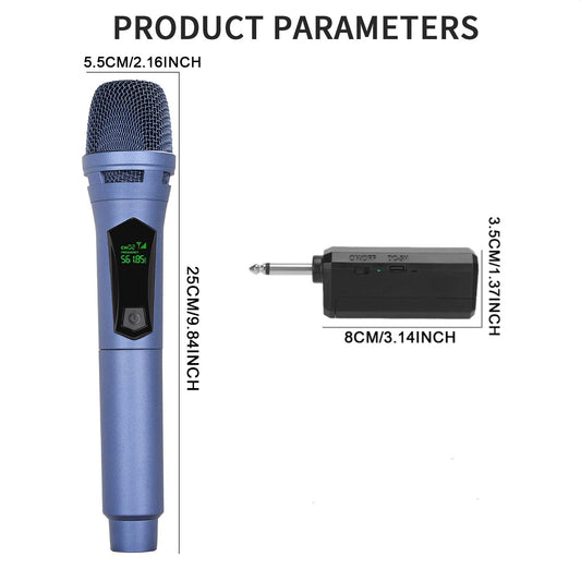 Wireless Handheld Dynamic Microphone, LED Display, Rechargeable, Anti-Interference, Compatible with Audio Mixers, Home Karaoke, Parties, Stage Performances, Wireless Mics