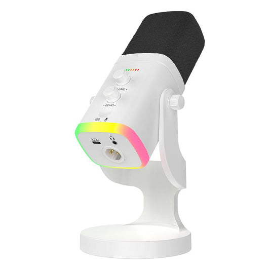Professional RGB Rainbow USB Gaming Microphone - Vibration-Free Shock Mount, Noise Cancelling, Dual Control Knobs, Plug & Play Audio Recording Equipment for PS5, PC, Smartphone, Music Accessories
