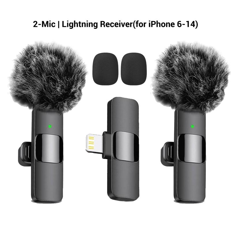Wireless Lavalier Microphone Clip, Compatible with iPhone & Android, Plug-And-Play Lapel Mic for Video Recording, Podcasts, Vlogs, Tiktok & Teaching, Wireless Mics