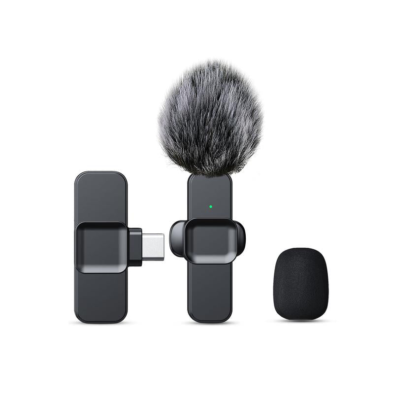 Wireless Lavalier Microphone, Plug-and-Play, Portable Mini Wireless Mic for Mobile Live Streaming/Video Recording, Pink & White, Portable Rechargeable Mic, Rechargeable Wireless Mics