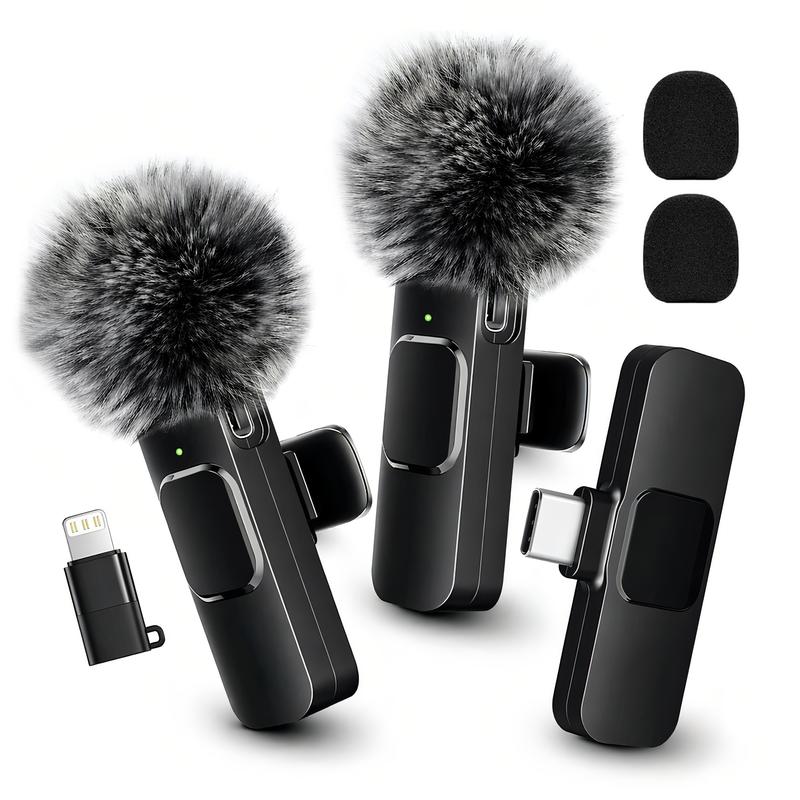 Mini Wireless Lavalier Microphone 2 Pcs Set for iPhone/Android Smartphones, USB-C Lapel Mic with ABS, Clip, USB Cable, 1-Touch Recording, Mute, Plug & Record Fast, Camera-Compatible Plug-and-Play Vlogging Equipment
