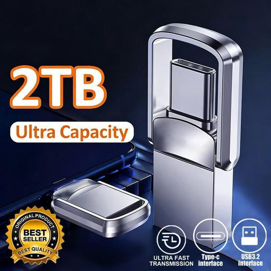 3.2 Type-C Portable Flash Drive - Thumb Drive with 1TB/2TB External Storage for PC & Smartphone, Computer Accessories, Festive & Home Party Bag Gift Essential Tech Tool