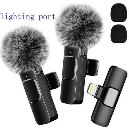 Wireless Lavalier Microphone for iPhone/Smartphone, 2 Mini Lapel Microphones with Clearer Audio for Video Recording, Interview, Vlog，Noise Reduction Device Noise Cancellation Stereo Wireless Lavalier vlogging  tools