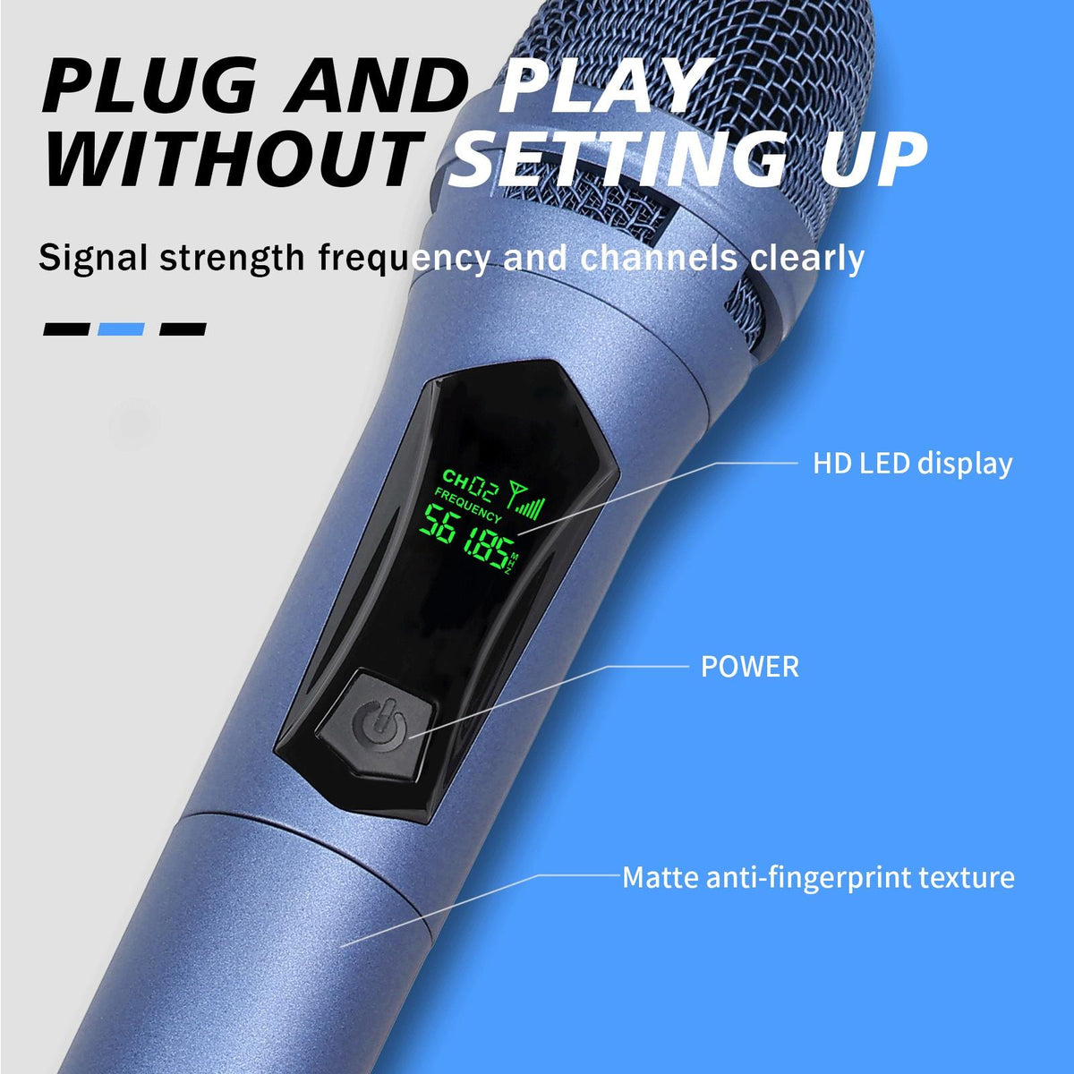 Wireless Handheld Dynamic Microphone, LED Display, Rechargeable, Anti-Interference, Compatible with Audio Mixers, Home Karaoke, Parties, Stage Performances, Wireless Mics