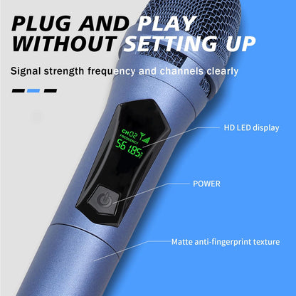 Wireless Handheld Dynamic Microphone, LED Display, Rechargeable, Anti-Interference, Compatible with Audio Mixers, Home Karaoke, Parties, Stage Performances, Wireless Mics
