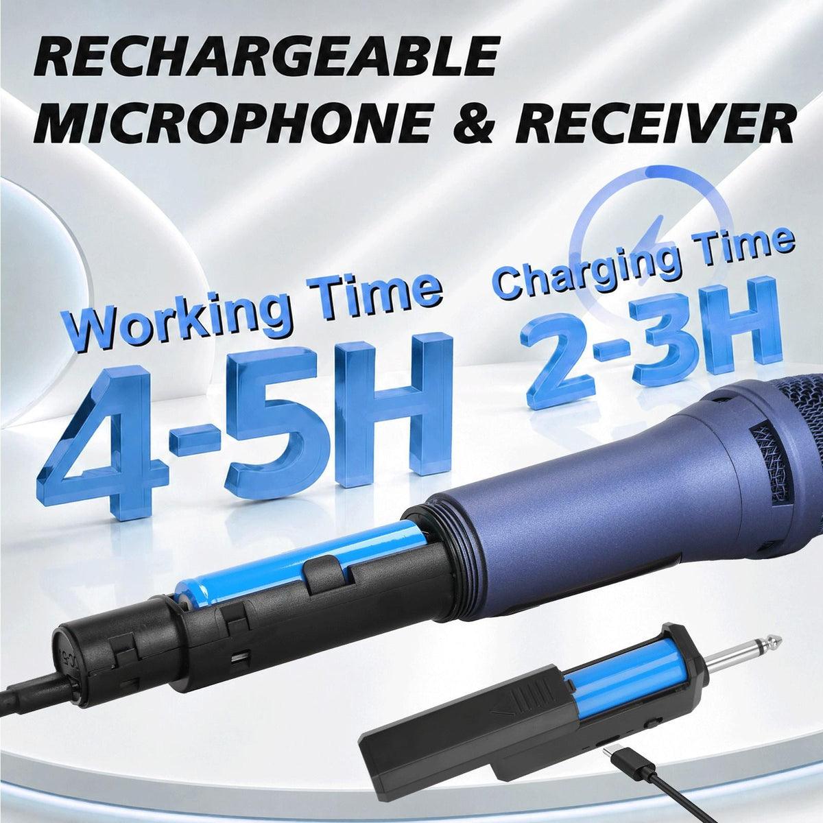 Wireless Handheld Dynamic Microphone, LED Display, Rechargeable, Anti-Interference, Compatible with Audio Mixers, Home Karaoke, Parties, Stage Performances, Wireless Mics