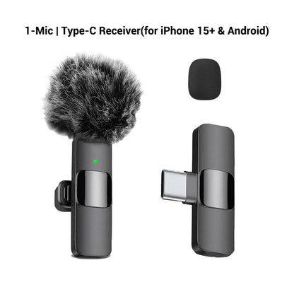 Wireless Lavalier Microphone Clip, Compatible with iPhone & Android, Plug-And-Play Lapel Mic for Video Recording, Podcasts, Vlogs, Tiktok & Teaching, Wireless Mics