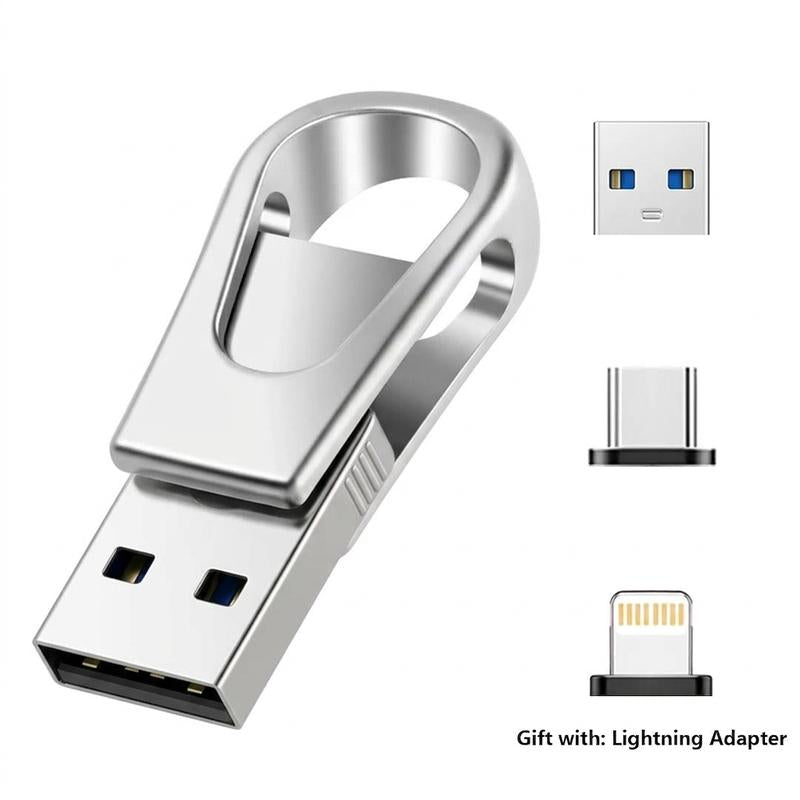 【Actual capacity】3-in-1 Design USB-C Flash Drive, Multi-Port OTG High-Speed External Storage, USB-C/Lightning Dual Interface Memory Stick for iPhone/Android & PC, Portable Data Backup for Students | sohochic