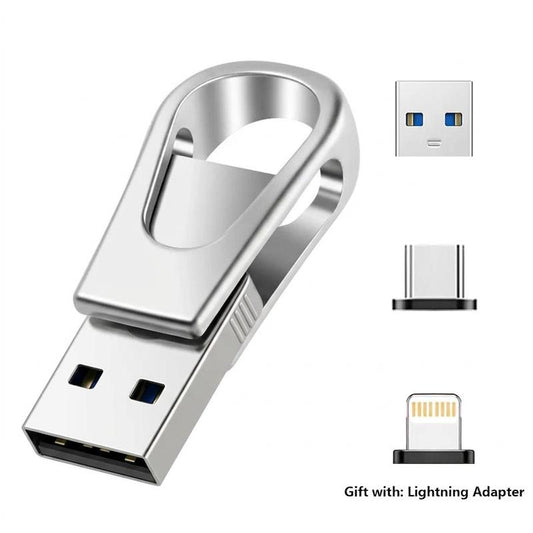 【Actual capacity】3-in-1 Design USB-C Flash Drive, Multi-Port OTG High-Speed External Storage, USB-C/Lightning Dual Interface Memory Stick for iPhone/Android & PC, Portable Data Backup for Students | sohochic