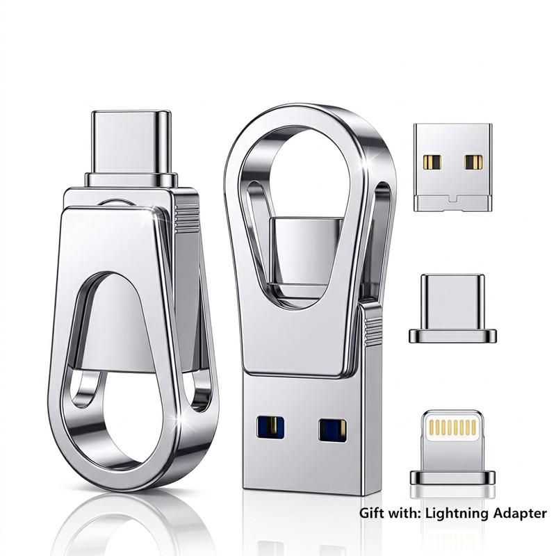 【Actual capacity】USB Flash Drive 3-in-1, Type-C OTG Dual Interface, Large Capacity Memory Stick, No App ,Needed, Compatible with iOS Android , for Phone Computer ,Student Office Use