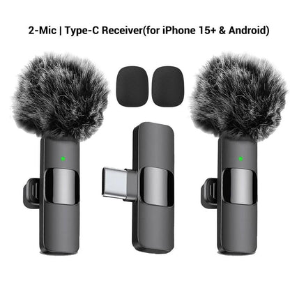 Wireless Lavalier Microphone Clip, Compatible with iPhone & Android, Plug-And-Play Lapel Mic for Video Recording, Podcasts, Vlogs, Tiktok & Teaching, Wireless Mics