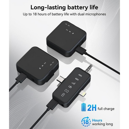 3 in 1 Microphone for iPhone/Android/Camera, 2-Pack Wireless Lavalier MicrophoneWireless Lavalier Microphone, 328ft Transmission, 18H Battery Life, Mini Microphone for Record Interview, Vlogs, YouTube, Tiktok Smartphone Audio