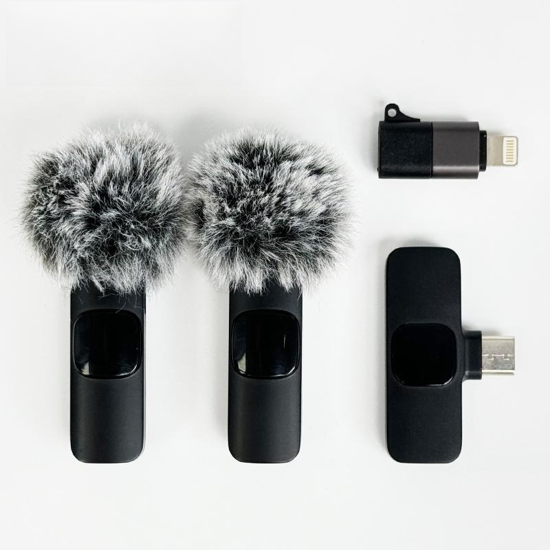 2-Pack Wireless Mini Lapel Microphones Phone Accessories for iPhone and Smartphones - Noise Reduction, Distinct Stereo Sound, High-Quality Audio for Filming Setup Vlogging Video Recording