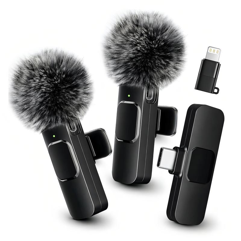 Mini Wireless Lavalier Microphone 2 Pcs Set for iPhone/Android Smartphones, USB-C Lapel Mic with ABS, Clip, USB Cable, 1-Touch Recording, Mute, Plug & Record Fast, Camera-Compatible Plug-and-Play Vlogging Equipment