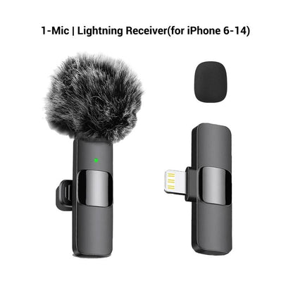 Wireless Lavalier Microphone Clip, Compatible with iPhone & Android, Plug-And-Play Lapel Mic for Video Recording, Podcasts, Vlogs, Tiktok & Teaching, Wireless Mics