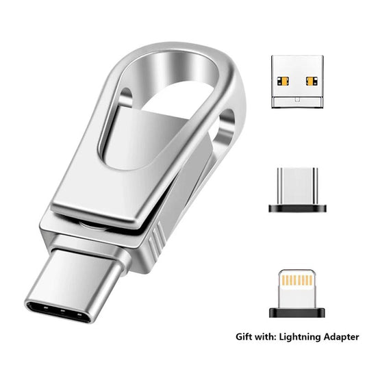 【Actual capacity】3-in-1 Thumb Drive with Dual USB Connector - OTG Type-C Flash Drive for Data Storage, USB 3.0 Speeds Make Files Move Fast, Compatible with All Android/iOS/HarmonyOS Phones & Computers