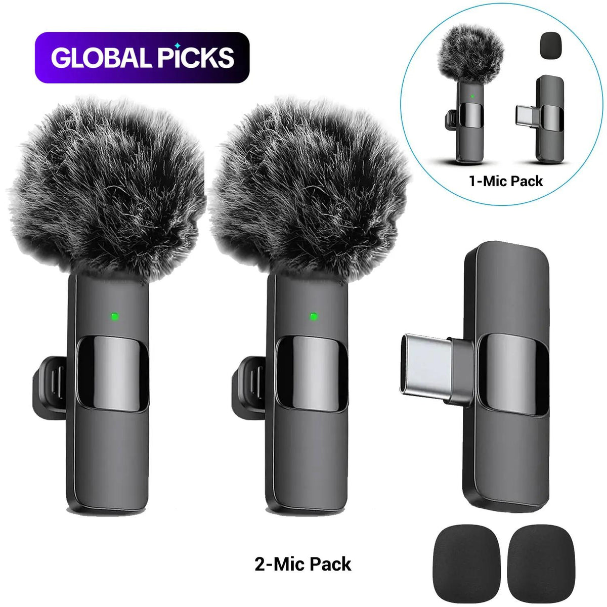 Wireless Lavalier Microphone Clip, Compatible with iPhone & Android, Plug-And-Play Lapel Mic for Video Recording, Podcasts, Vlogs, Tiktok & Teaching, Wireless Mics