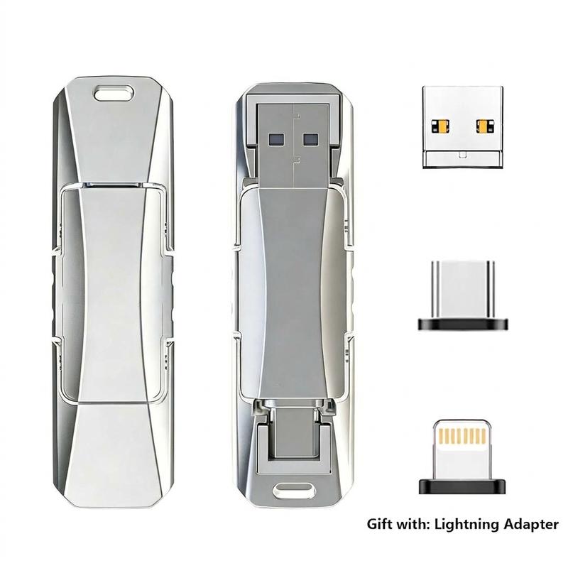 Pro-Grade 3-in-1 Titanium Body USB C Thumb Drive - High Capacity External Storage Stick, USB-C OTG Backup for iPhone/Android/PC - Tech Pro Essential, 3-In-1 Drive